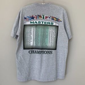 Masters 2014 graphic golf champions gray t-shirt list of champions from 1934